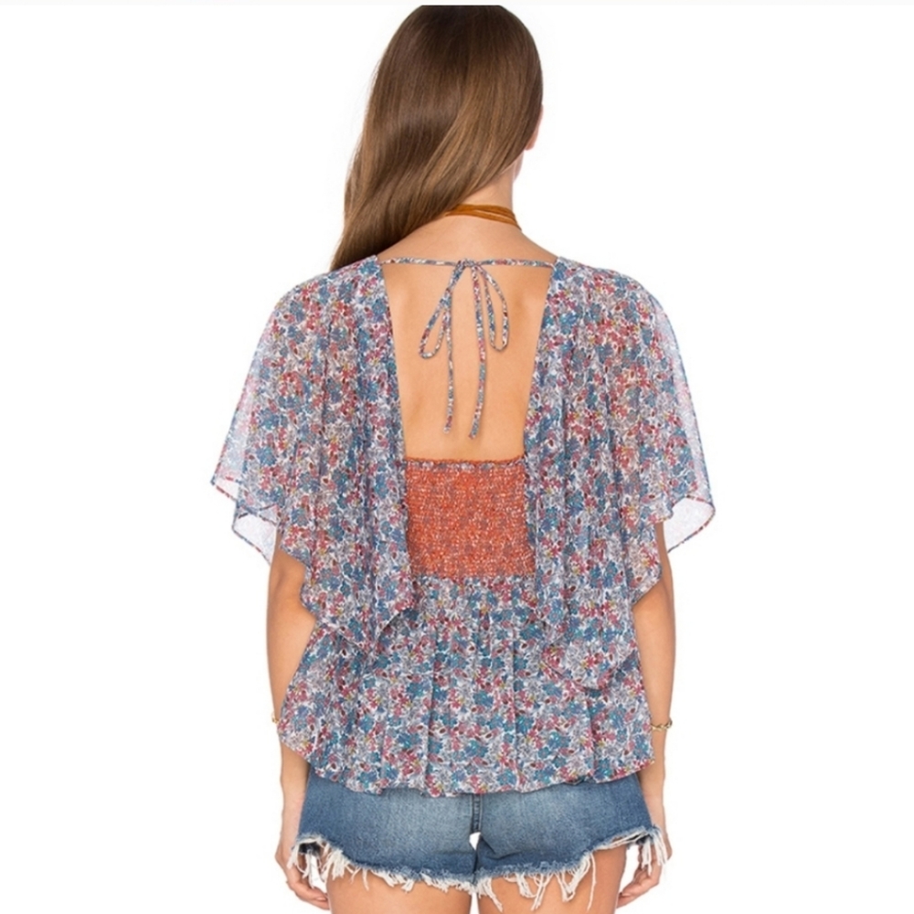 12th Street By Cynthia Vincent🔥Boho Scarf Sleeve Floral Top Size Small $265